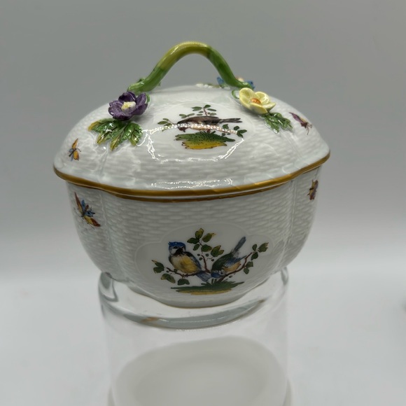 Dresden Porcelain Lidded Bowl Hand Painted Florals  c1950’s
